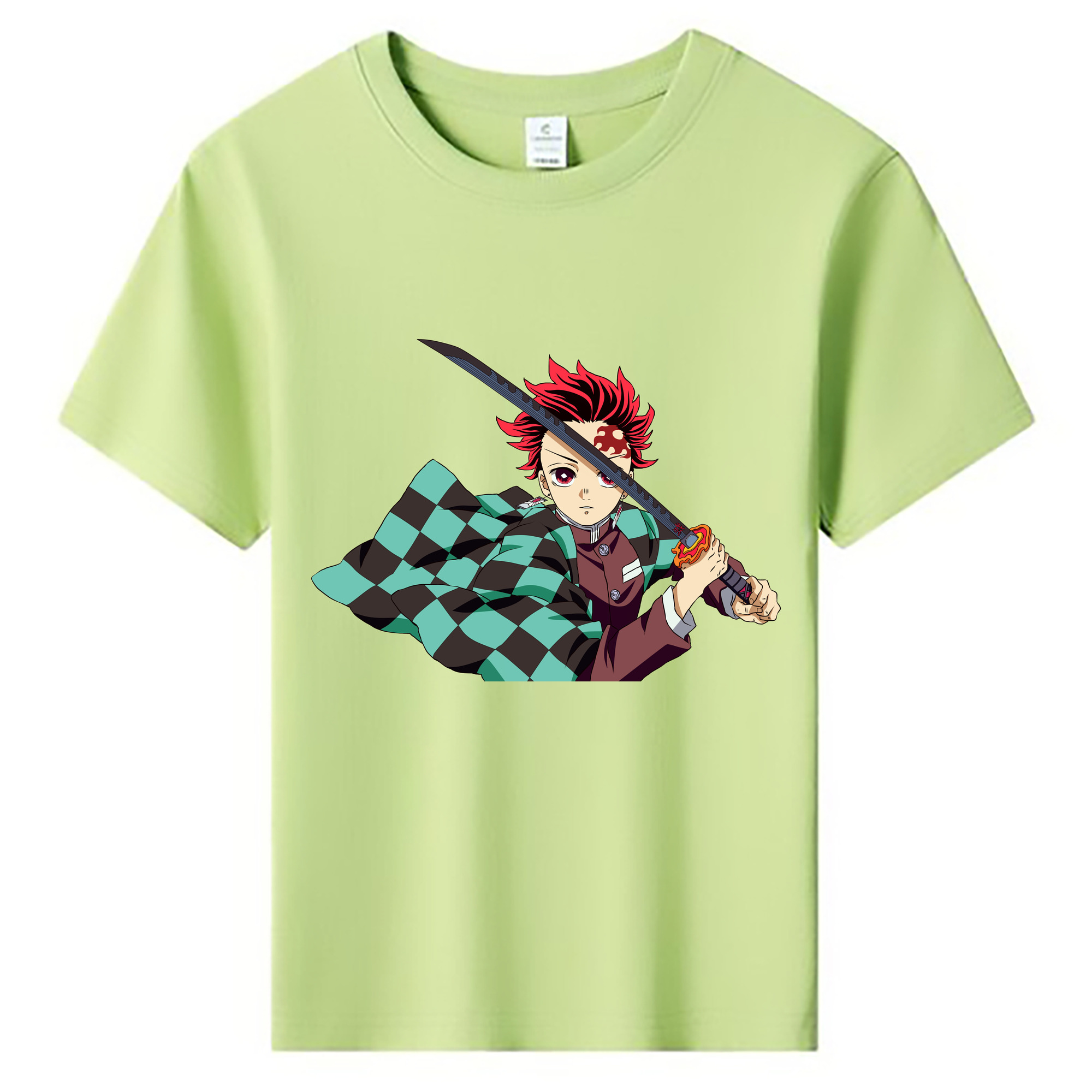 （画像用） 鬼滅の刃 竈門 炭治郎／かまど たんじろう Kamado Tanjirou 綿100％キッズTシャツ（フロントプリント）